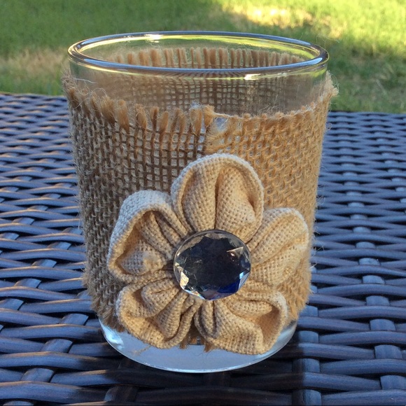 KIRKLANDS GLASS BURLAP VOTIVE CANDLE HOLDER - Picture 7 of 7